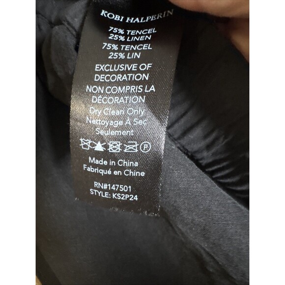 Kobi Halperin Black "Demi Floral” Wide Leg Pants Size XXL Cross Stitch Floral - Picture 11 of 12